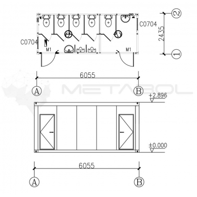 PREFAB HOUSE CONTAINER - TOILET - Steel Structure/Sandwich Panel - Prefabricated House - Easy installation 6055*2435*2896